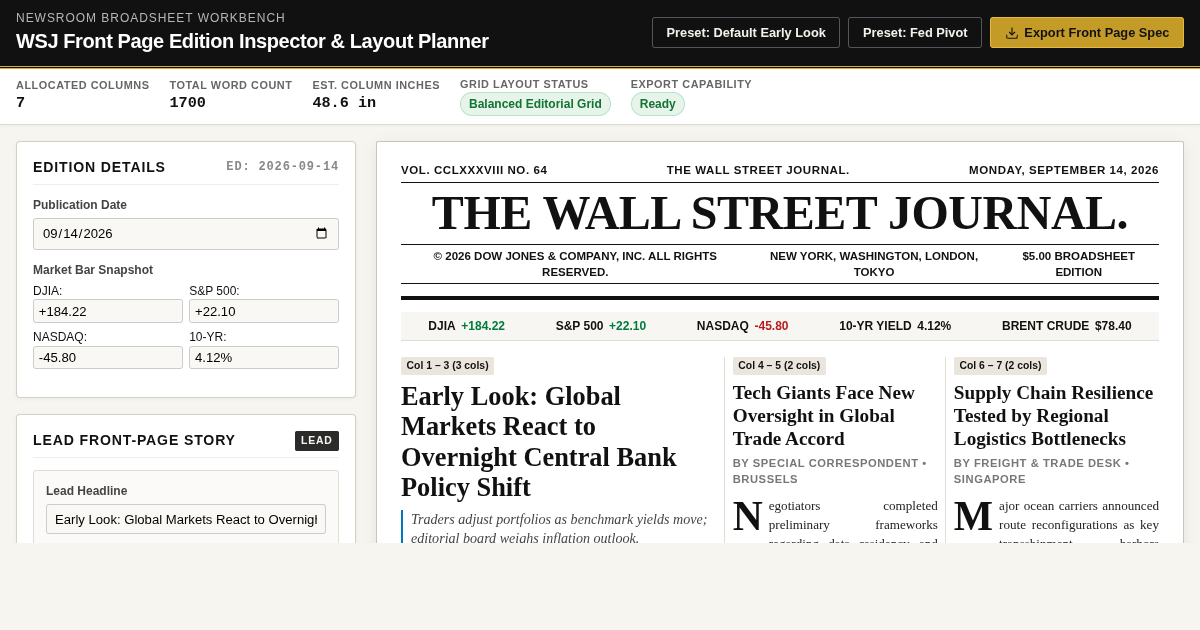 WSJ Front Page Edition Inspector & Layout Planner 27 preview