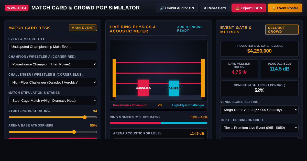 WWE Match Card & Crowd Pop Simulator preview