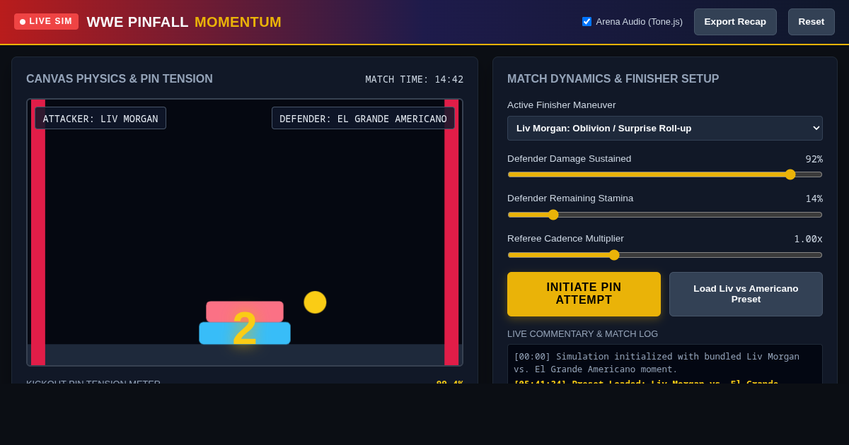 WWE Pinfall Momentum & Kickout Simulator preview