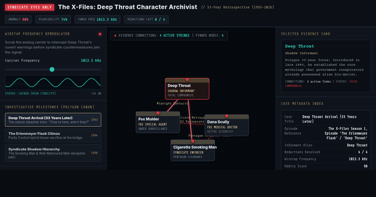 X-Files Deep Throat Character Archivist & Shadow Broker Simulator preview