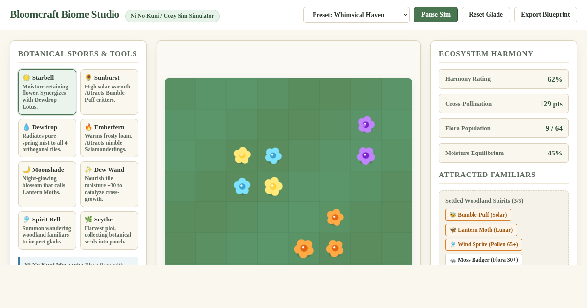 Bloomcraft — Cozy Biome & Flora Synergy Simulator preview
