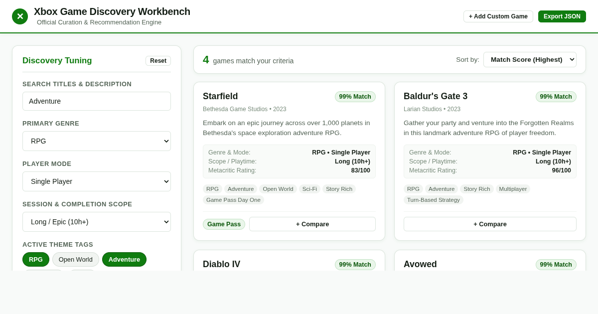 Xbox Game Discovery & Filter Workbench 91 preview