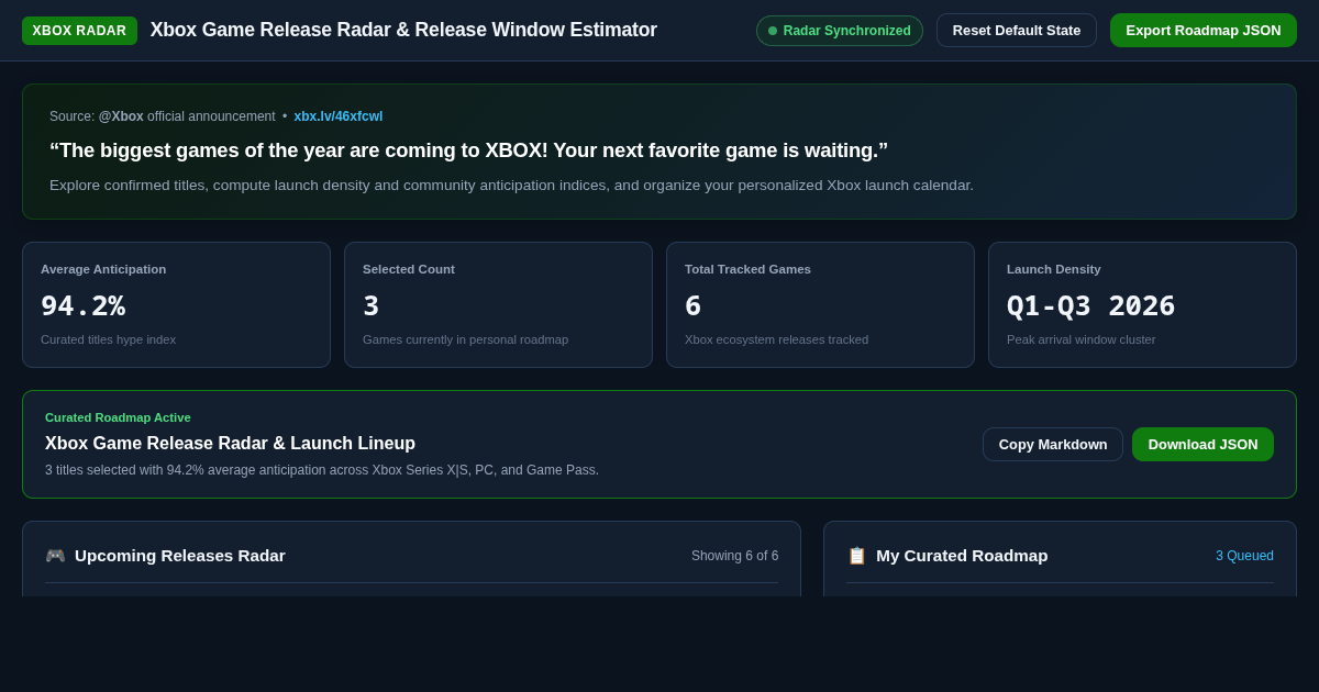 Xbox Game Release Radar & Release Window Estimator preview