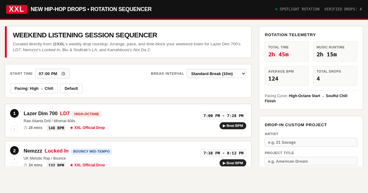XXL New Hip-Hop Drops: Weekend Listening Session Sequencer preview