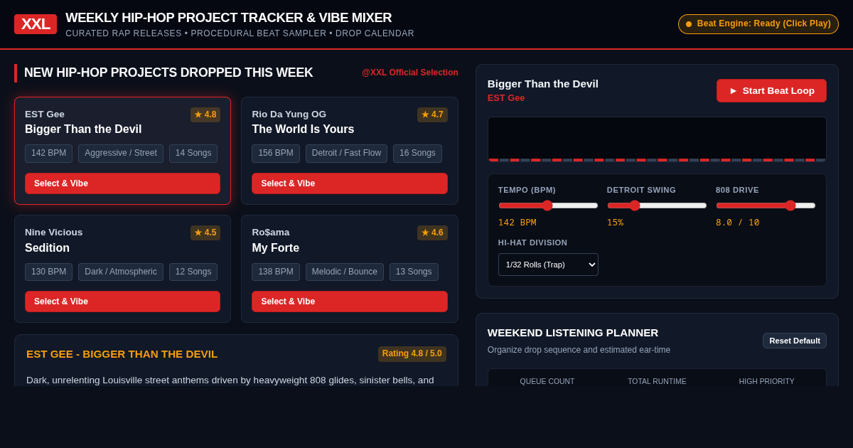 XXL Weekly Hip-Hop Project Tracker & Vibe Mixer preview