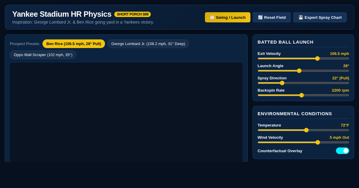 Yankee Stadium Home Run Trajectory Simulator preview