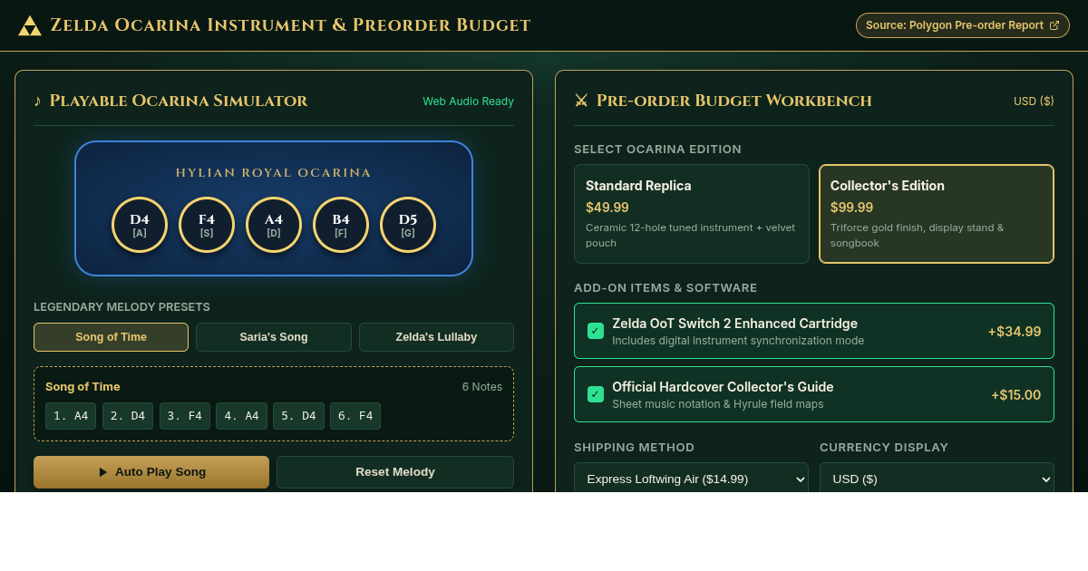 Zelda Ocarina Instrument Preorder Budget & Ocarina Song Simulator preview